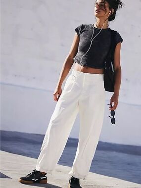 Free People White Cargo Pants